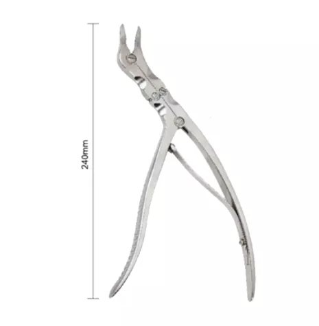 Rongeur de doble articulación parcialmente curvado
